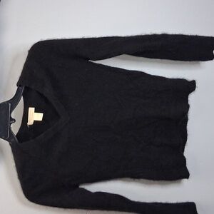 Simply Cashmere Black V Neck Cashmere Sweater Medium